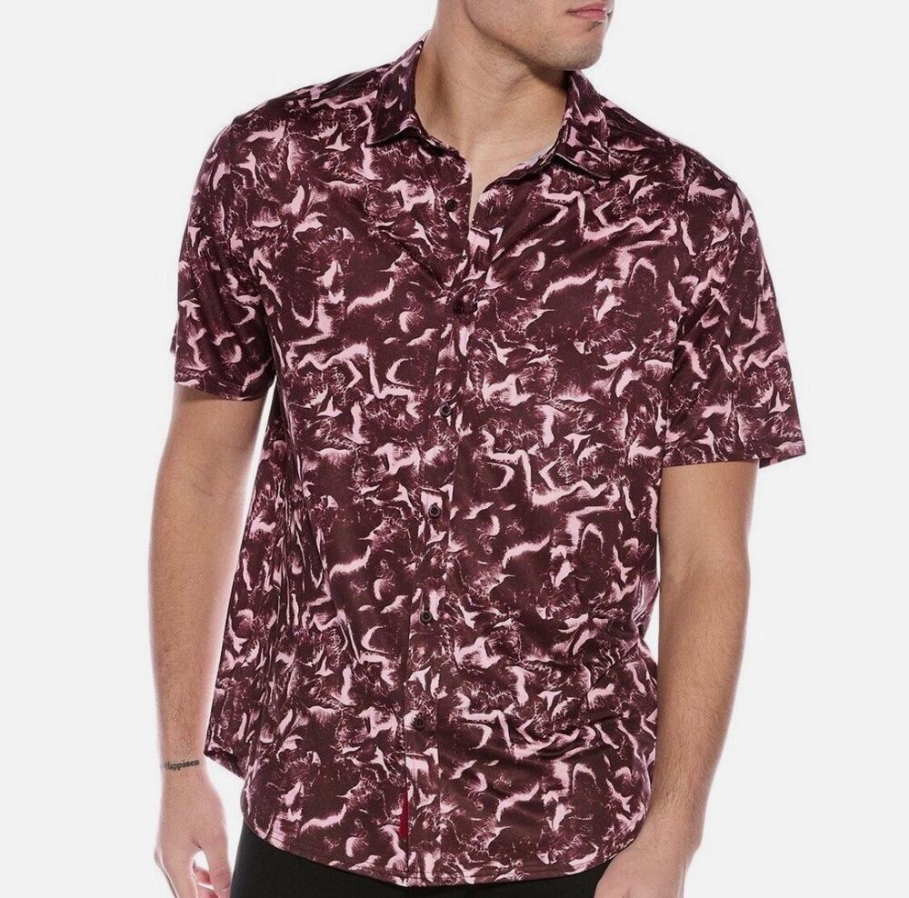 Robert Graham Performance Button Up Shirt Wick UV Burgundy Brogan Knit 3XL NWT